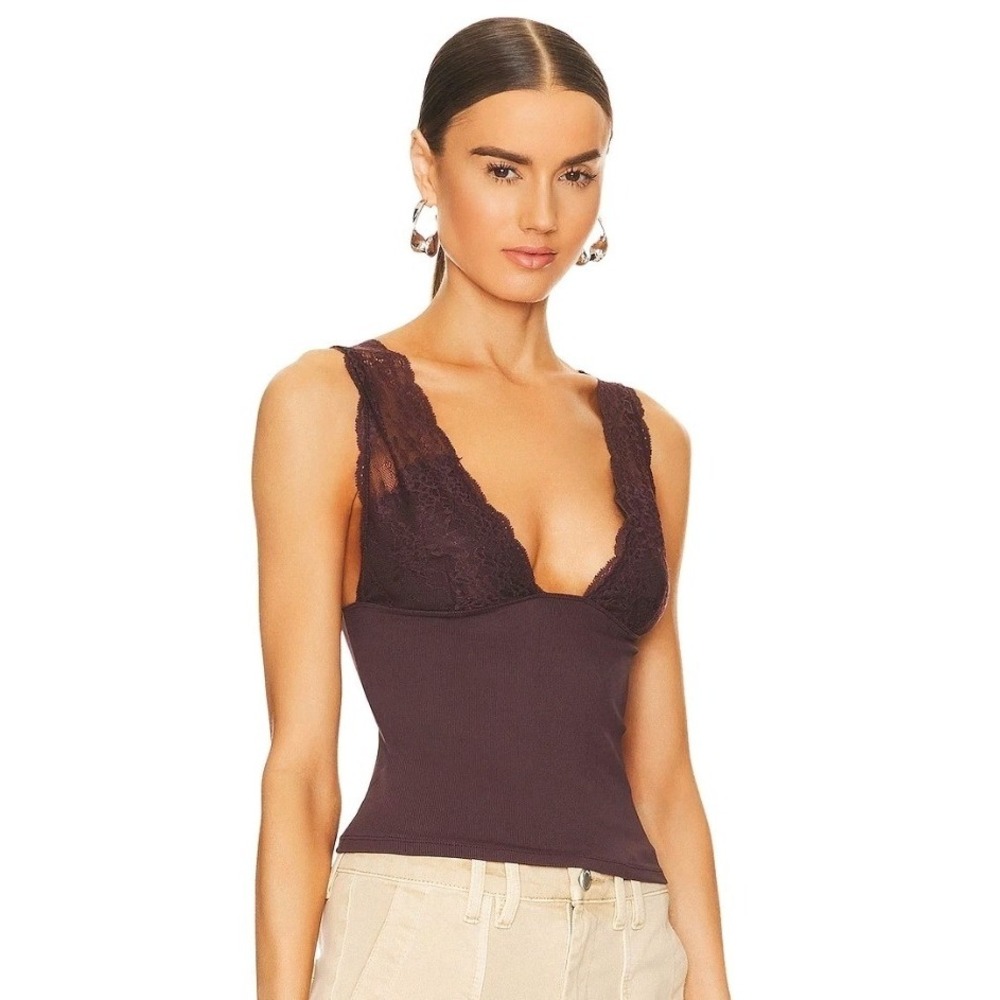 New $58 Free People Intimately Power Play Cami Brown XS Cocoa Tank Top NWT